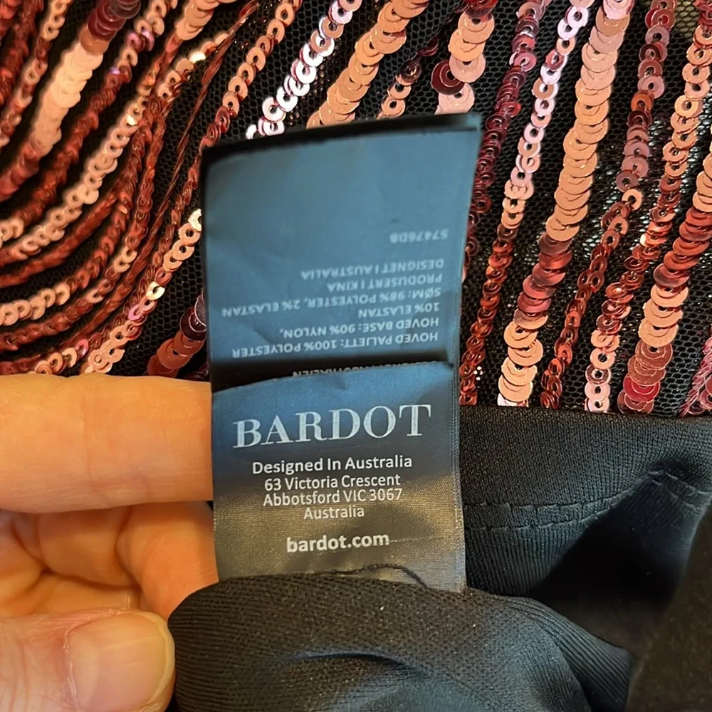 BARDOT Stripe Sequin Bellissa Dress in Multi Pink S NWOT Holiday Cocktail Semi - Picture 6 of 8